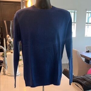 Men's Royal Blue 100% Cashmere Crewneck Sweater